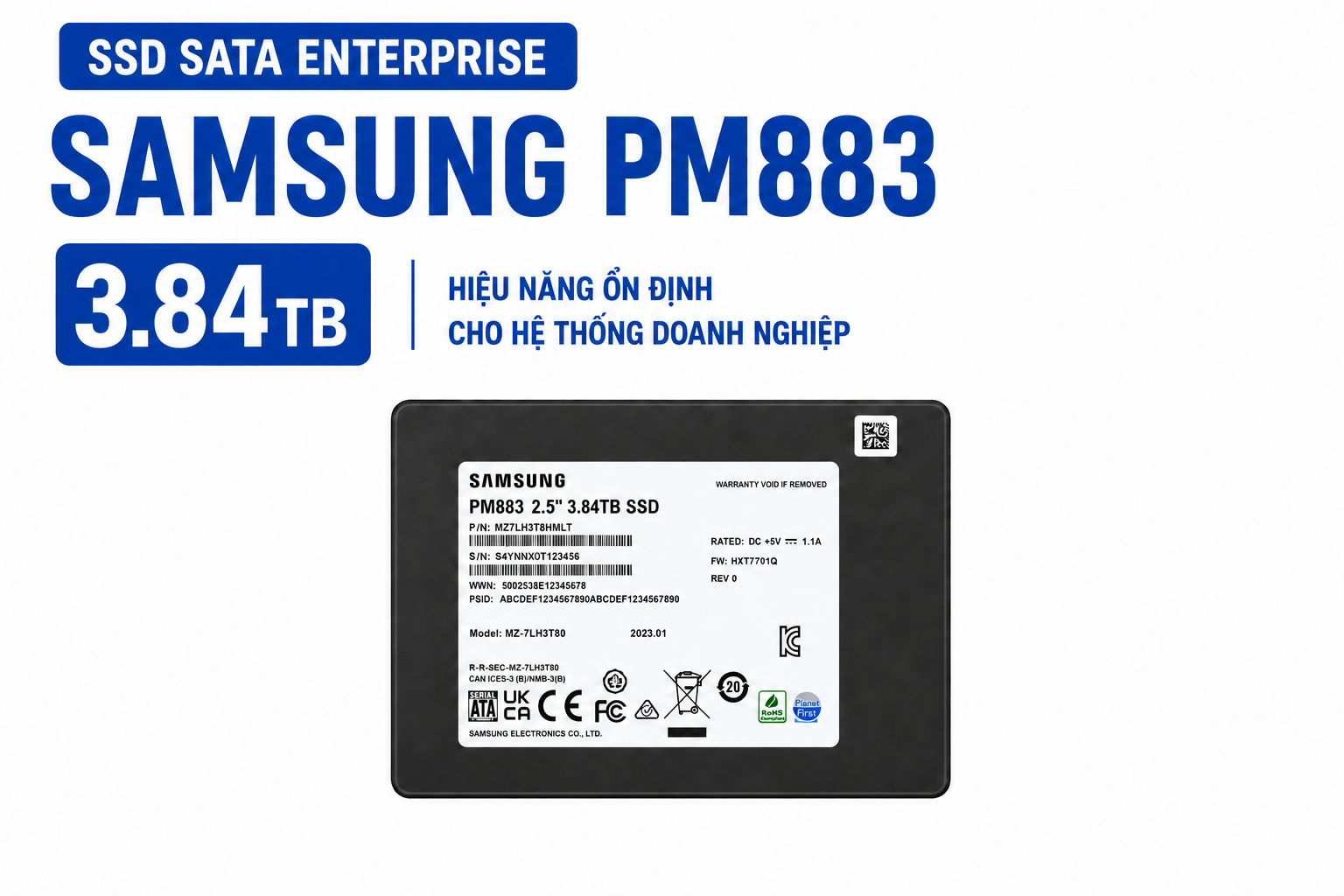SSD Sata Enterprise Samsung PM883 3.84TB
